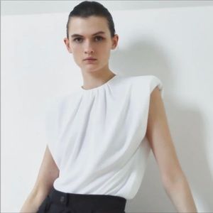 Zara shoulder pads white blouse size small